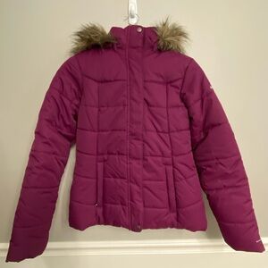 Columbia Women's Purple Ski Jacket with Removable Faux Fur Hood